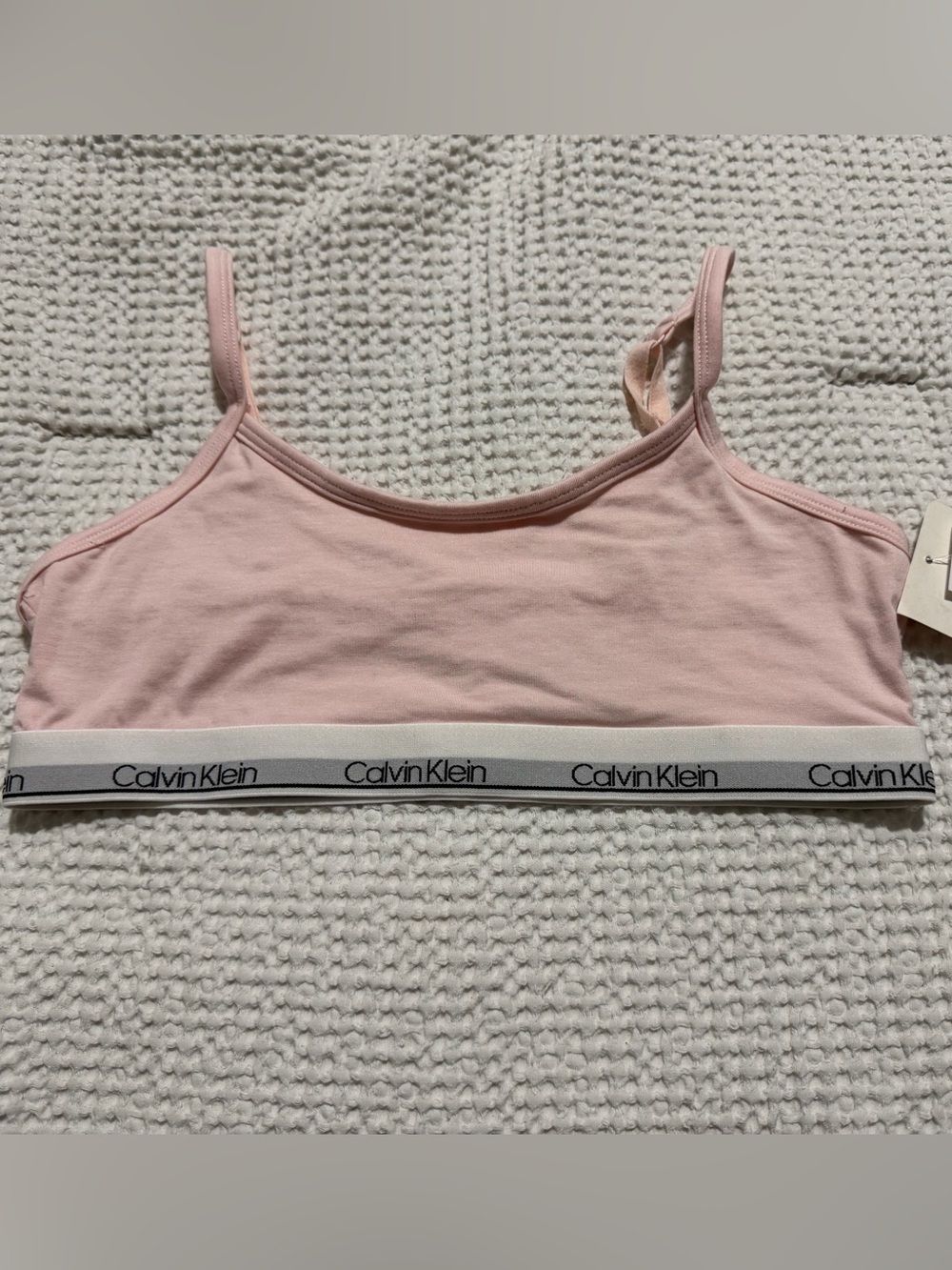 Calvin Klein Light Pink Girls Cotton Bralette with Logo Band